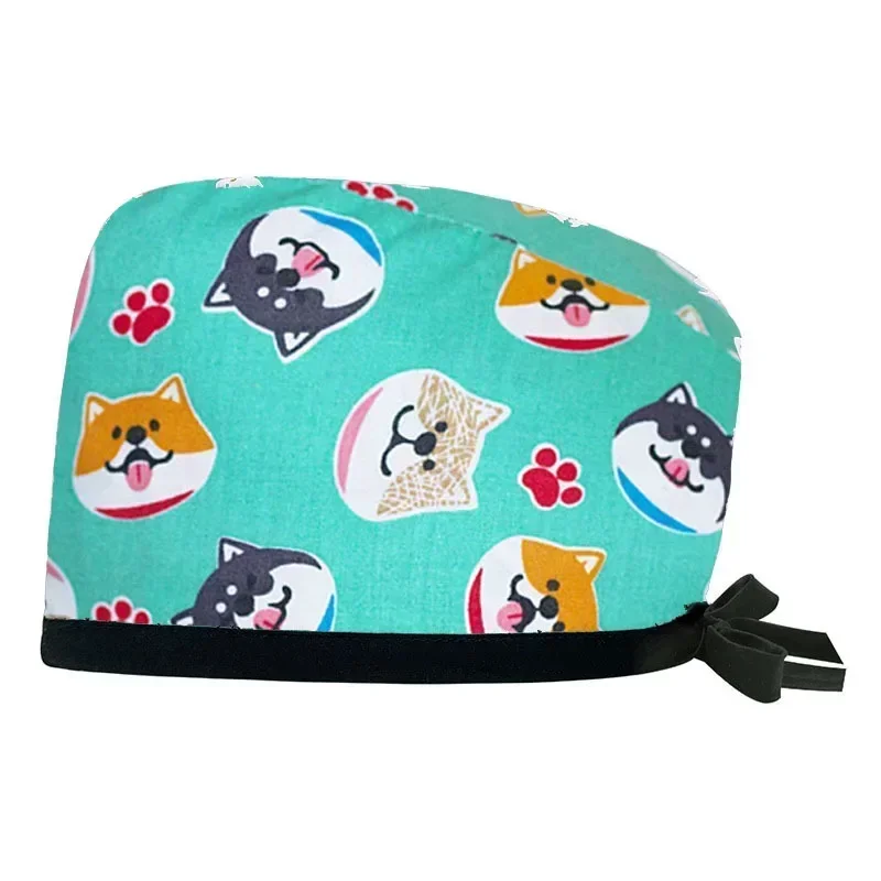 Moda Laboratorium Moda Scrub Cap Damskie czapki do sali operacyjnej Bawełniana czapka z kreskówek Pielęgniarka Scrub Hat Salon kosmetyczny Czapka do karmienia Nowość