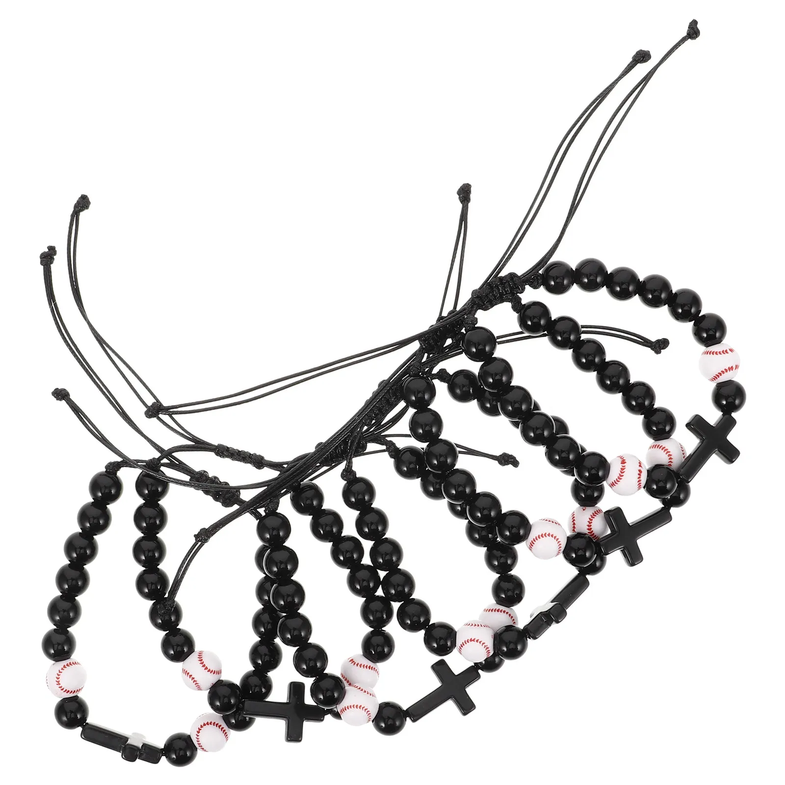

Спортивный браслет для бейсбола, 6 шт., регулируемый, с плетеными бусинами и крестообразным дизайном, легкий, удобный, для мужчин и женщин, на день рождения, выпускной