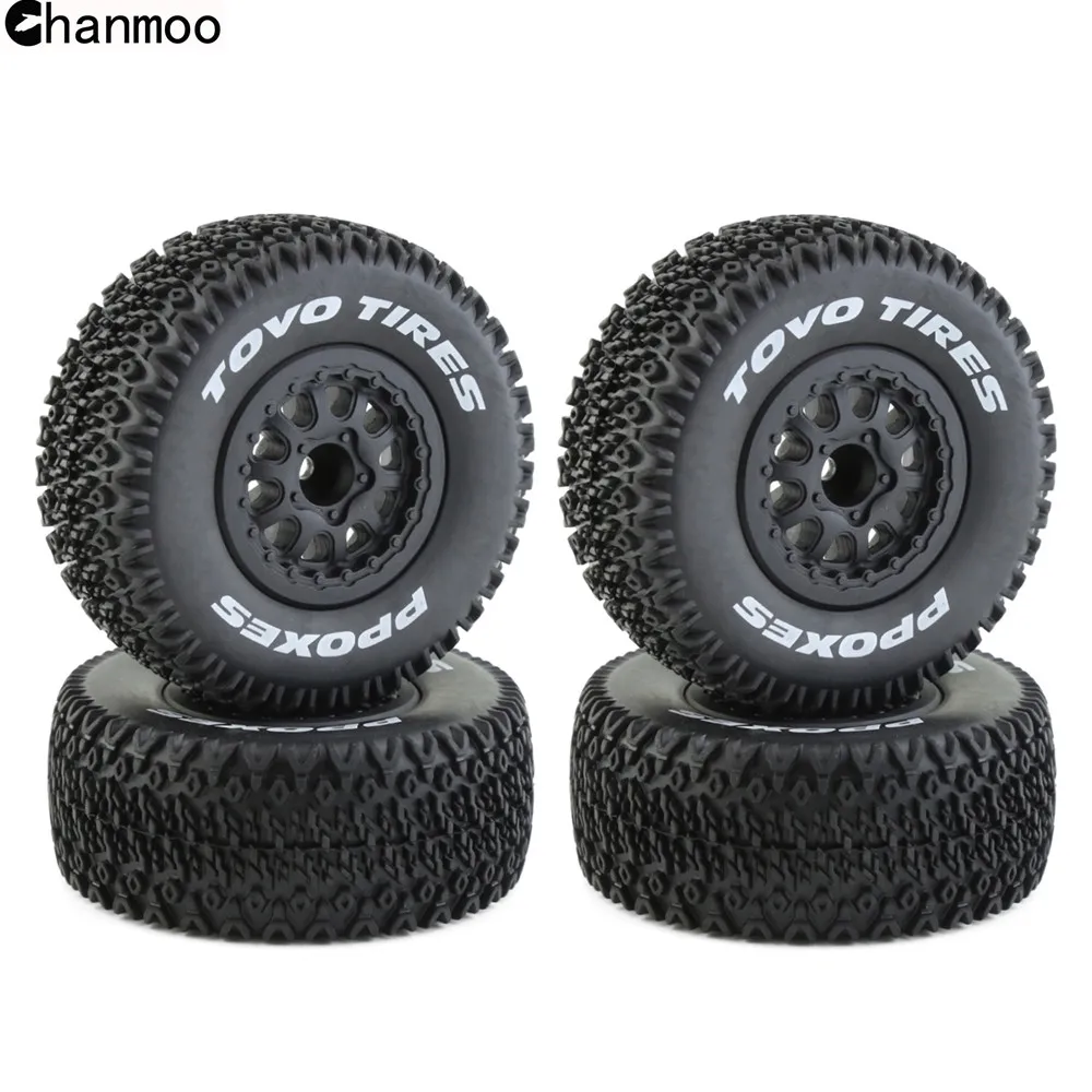 Chanmoo 1/10 RC voiture court parcours camion roues pneus avec 12mm hexagone pour Traxxas Slash Arrma Senton HuanQi 727 Vkar 10SC Hpi