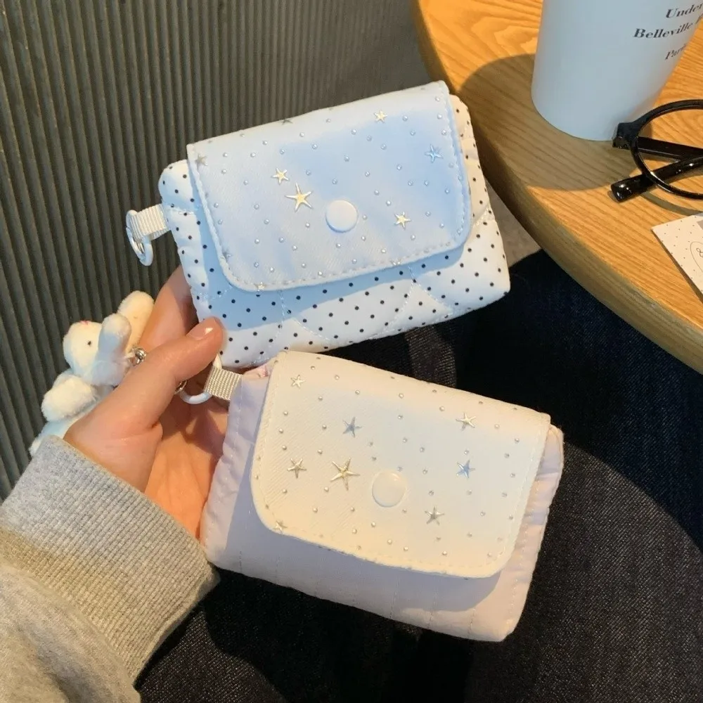 Zipper Closure Cosmetic Pouch Multifunctional Star Sequins Coin Purse Portable Size Lightweight Sanitary Napkin Holder For Women