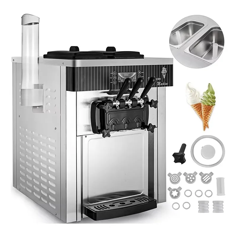 

Commercial Countertop Soft Ice Cream Machine Sta.Steel Ice Cream Cones R410a