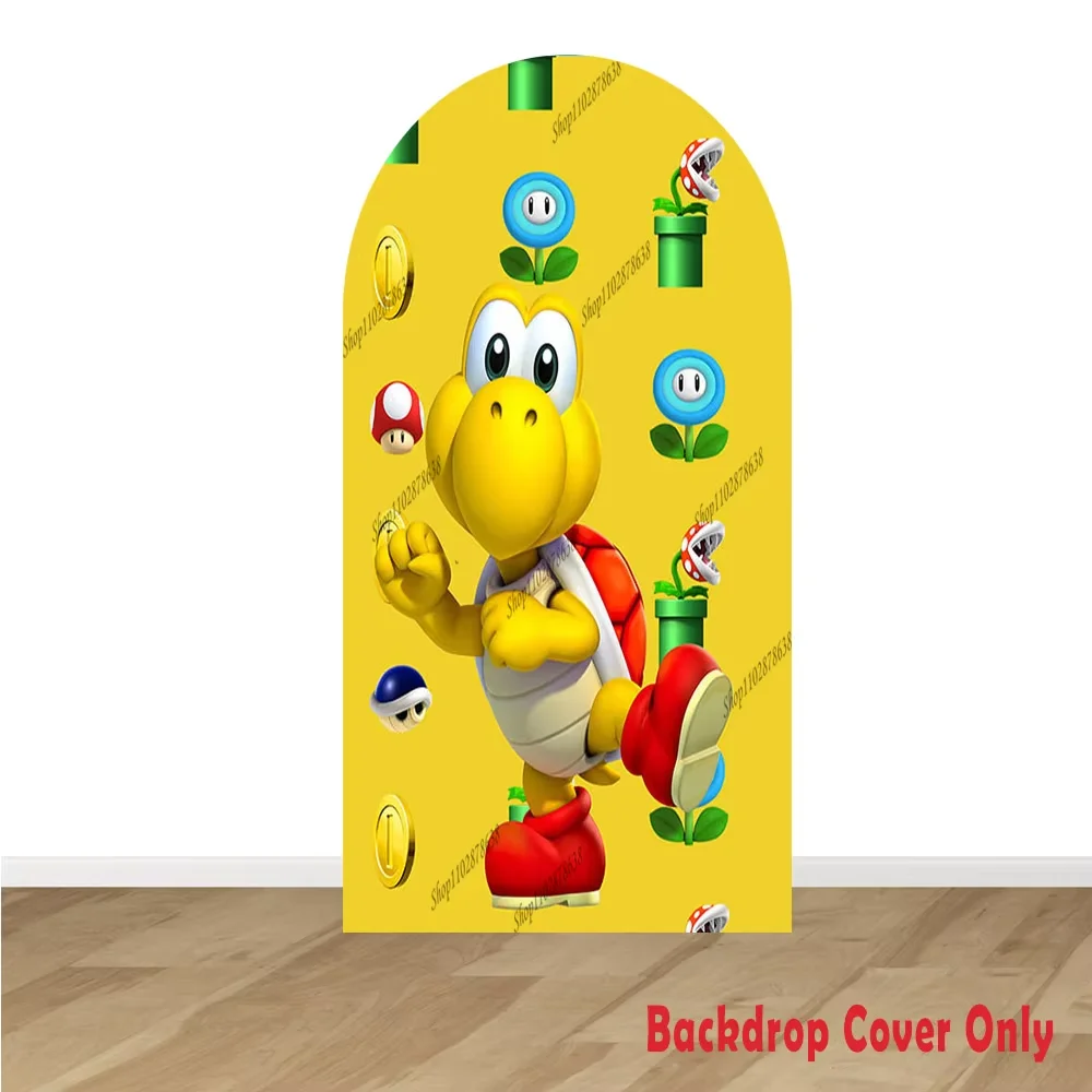 Super Mario Arch Cover Custom Spandex Rekbare Mario Luigi Peach Princess Arch Achtergrond Koopa Troopa Bowser Verjaardagsachtergrond