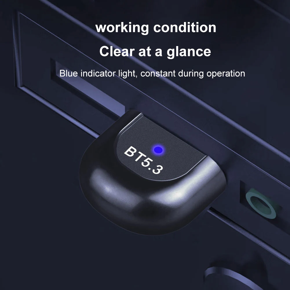 USB بلوتوث 5.3 5.0 محول الكمبيوتر USB الارسال استقبال دونغل محول لاسلكي للوحة المفاتيح ماوس لاسلكية Win11/10/8.1