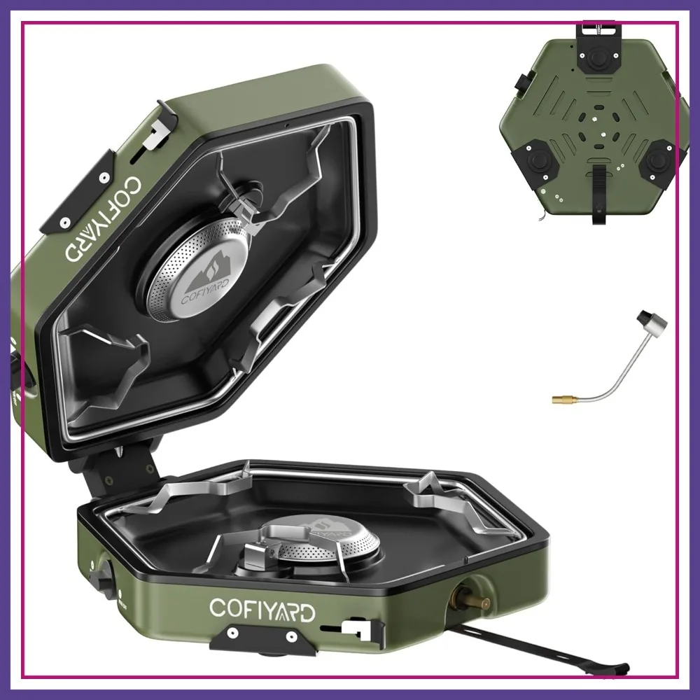 

Propane 2-Burner Camping Stove with Carrying Bag and Regulator, Folding Camp Stove with Flick-Style Ignition for Backpacking, Outdoor Cooking, Tailgating
