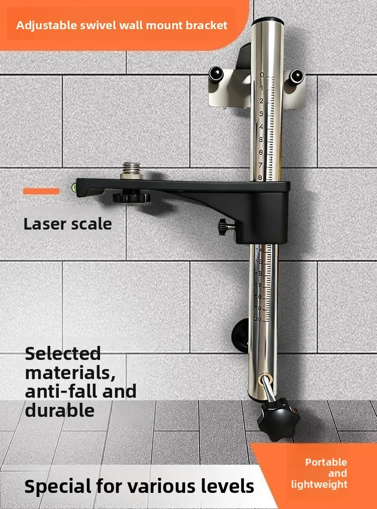 Wall bracket for level meter Multifunctional universal wall rack Rotary lifting support rack Bricklayer hanging wall rack