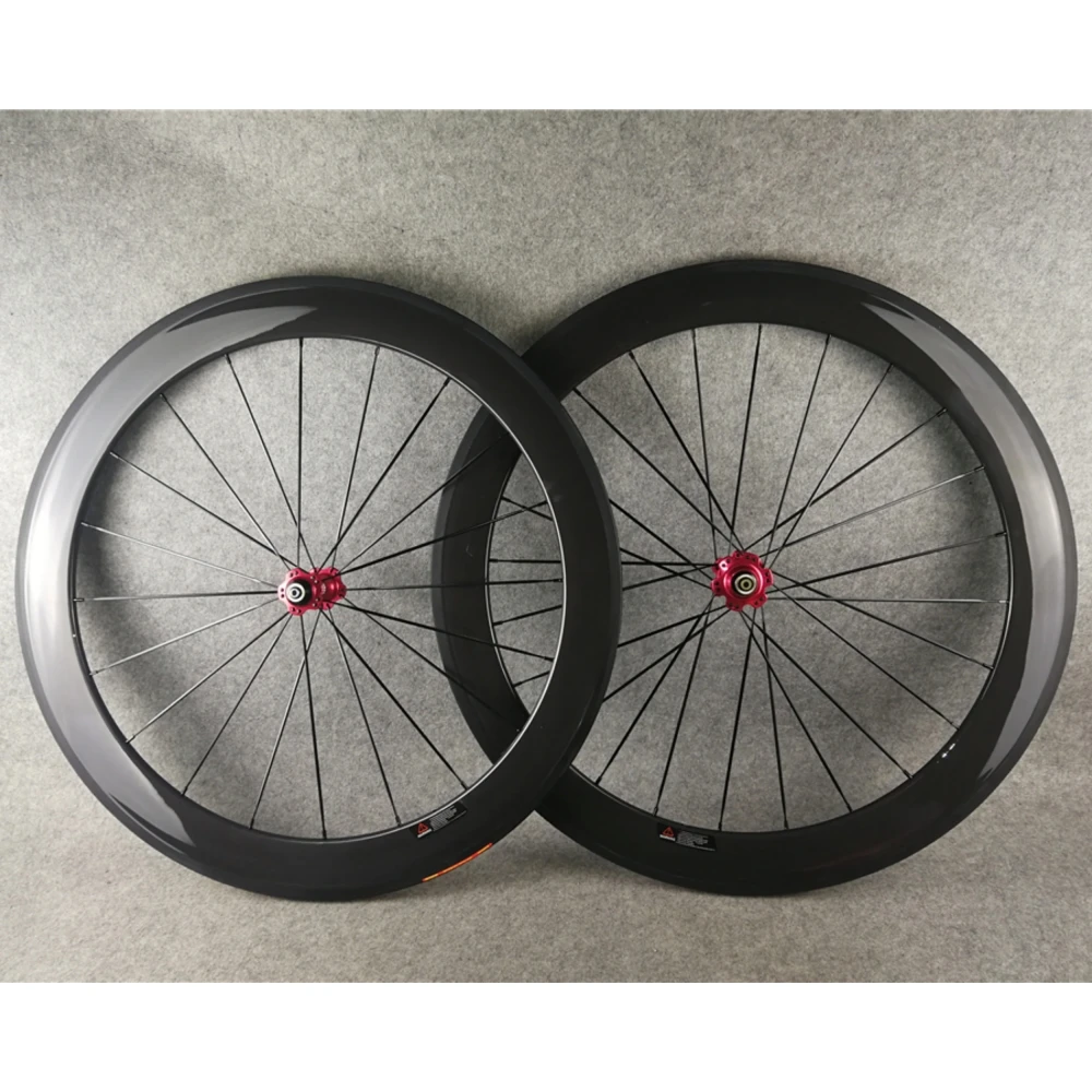 

Road Carbon Bicycle Wheels Bike Wheelset Disc Brake Glossy Clincher/Tubeless 25/28*38/45/50/55/60mm Silver Logo
