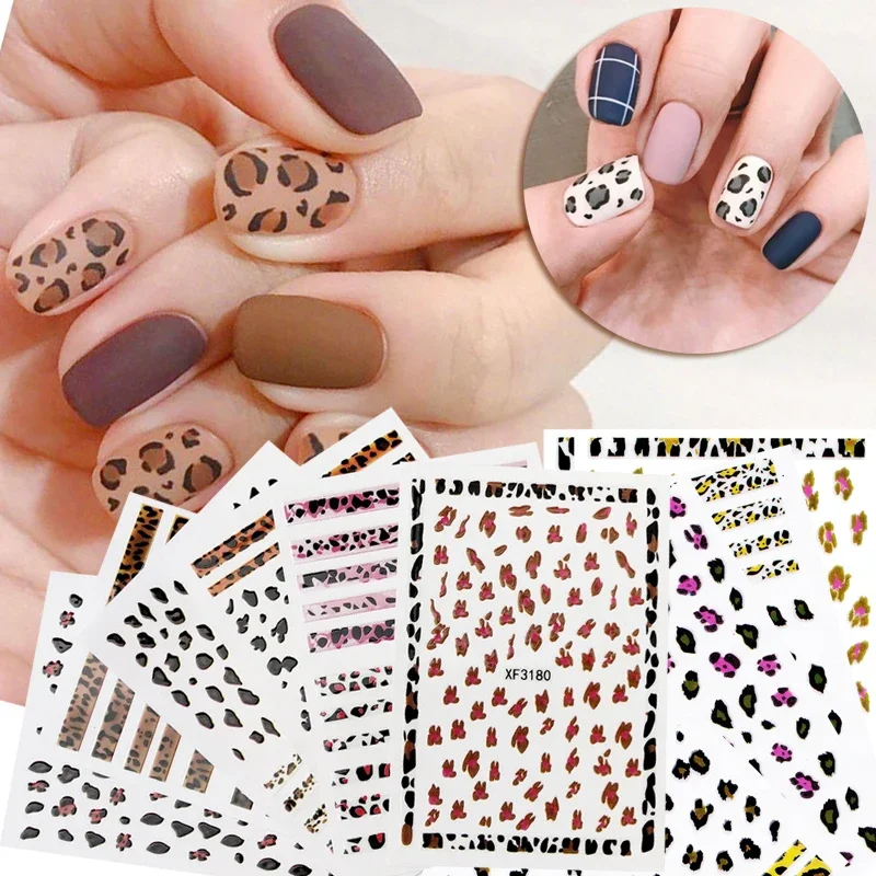 

5pcs/lot Leopard Nail Stickers Self Adhesive Decoration Decals Manicure Tiger Nail Art Decals Leopard Print Stickers