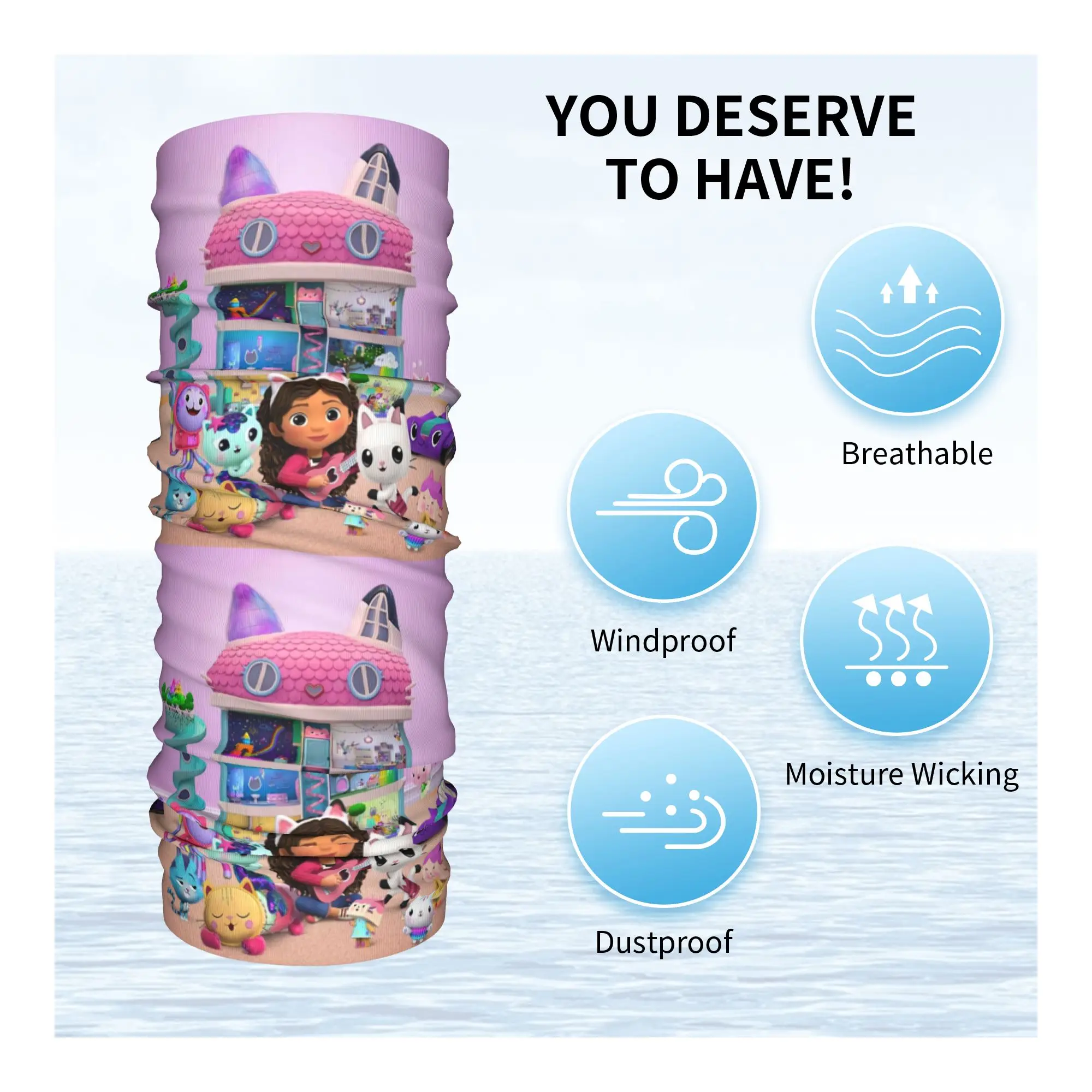 مخصص حورية البحر غابي دمية باندانا الرقبة الجراب للتزلج الجري الرجال النساء التفاف وشاح الكرتون القطط بالاكلافا دفئا