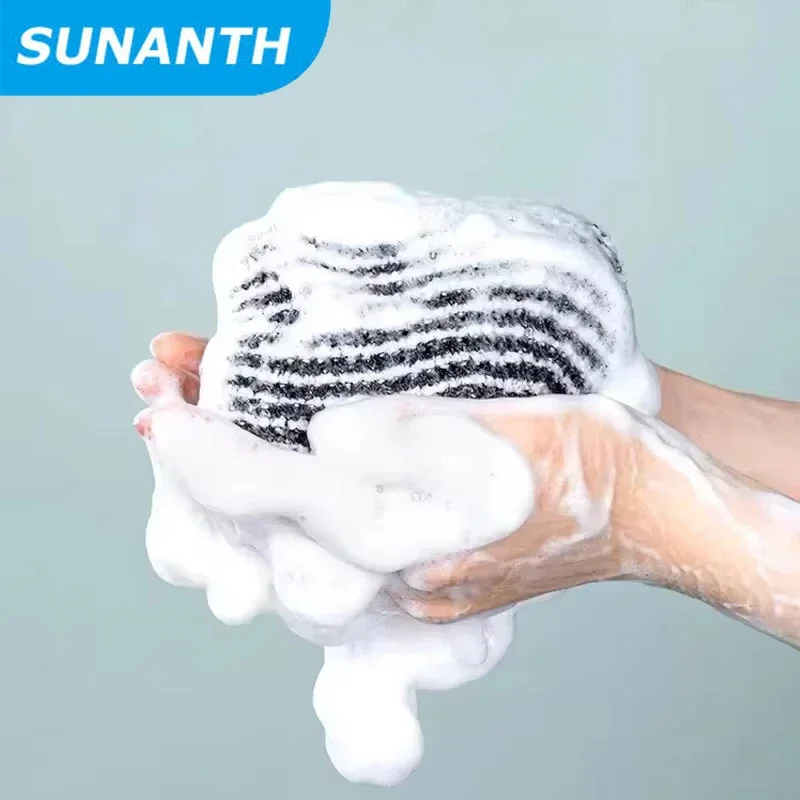 ผ้าเช็ดตัวโฟมพร้อมแปรงขัดหลังแถบยาวที่แข็งแกร่งสําหรับผู้ชายและผู้หญิงเครื่องมือในครัวเรือนเพื่อขจัดผิวที่ตายแล้ว