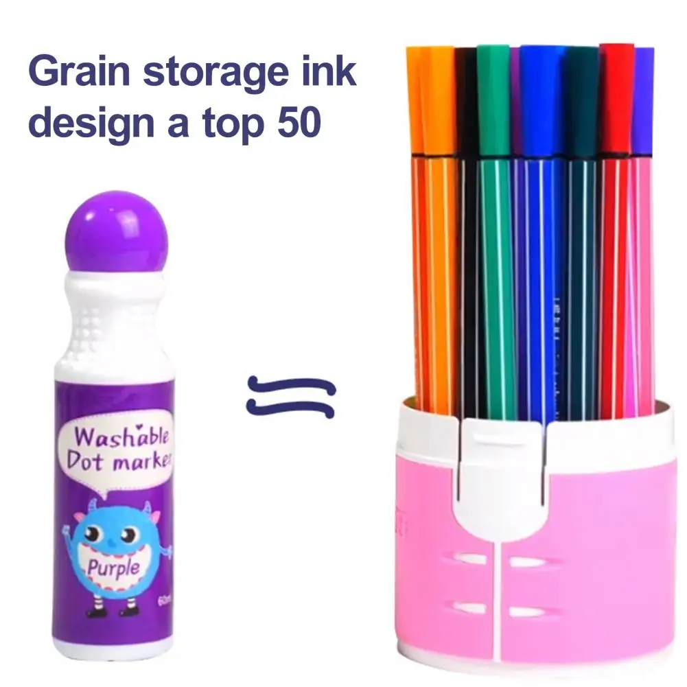 เด็กเครื่องเขียน Dot Markers ล้างทําความสะอาดได้ Dot สีเครื่องหมายรั่วฟรี DIY Craft วาดปากกาเด็กวัยหัดเดินศิลปะหัตถกรรม Dot สีชุด