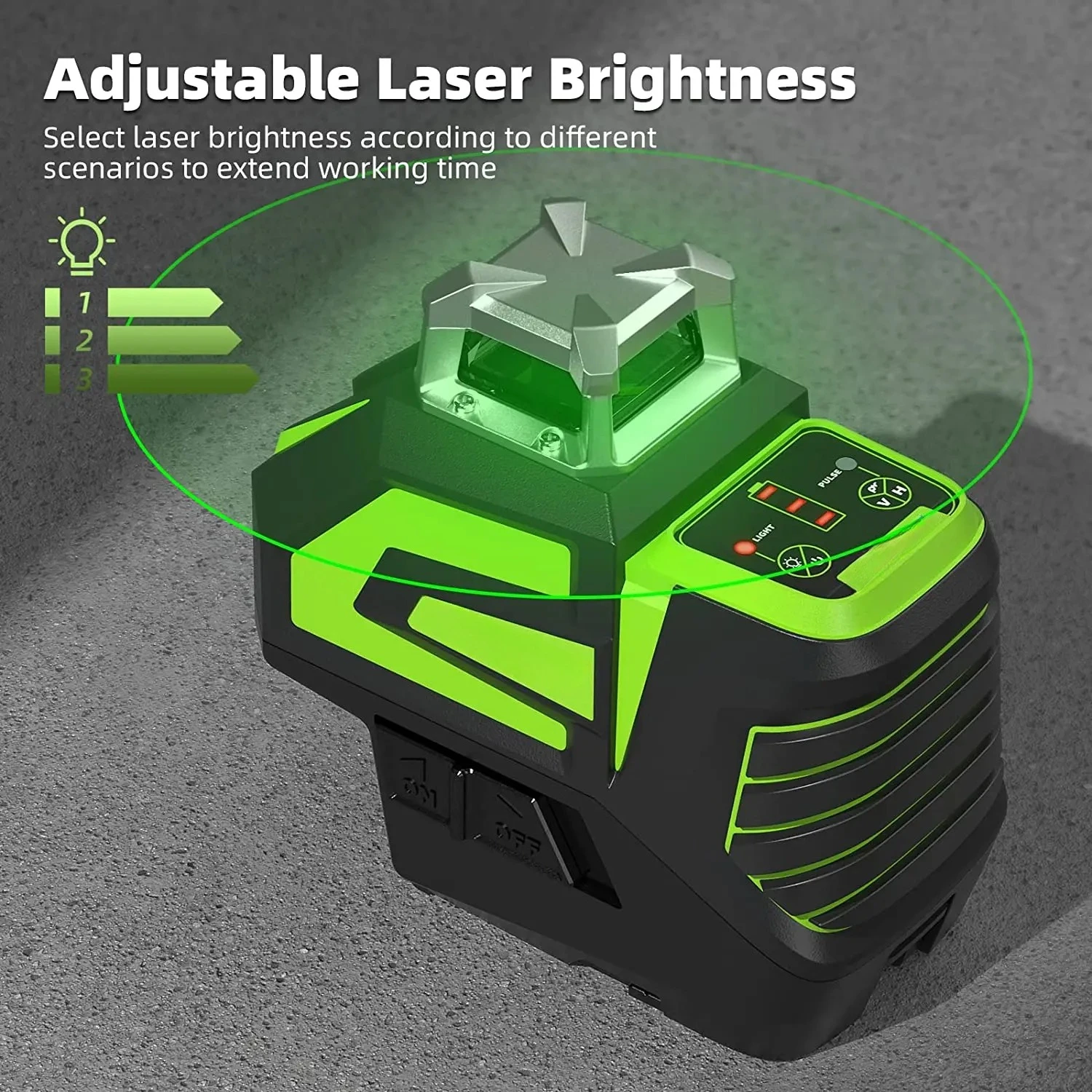 7211CG Self-Leveling Green Laser Level Cross 5 Line 2 Plumb Dots Tool 360 Horizontal