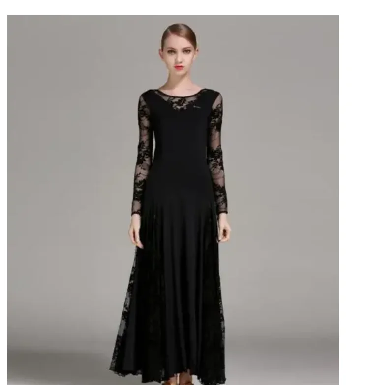 1pcs/lot Sexy lace ballroom dance dress for woman long sleeves waltz tango dance dresses standard ballroom dress