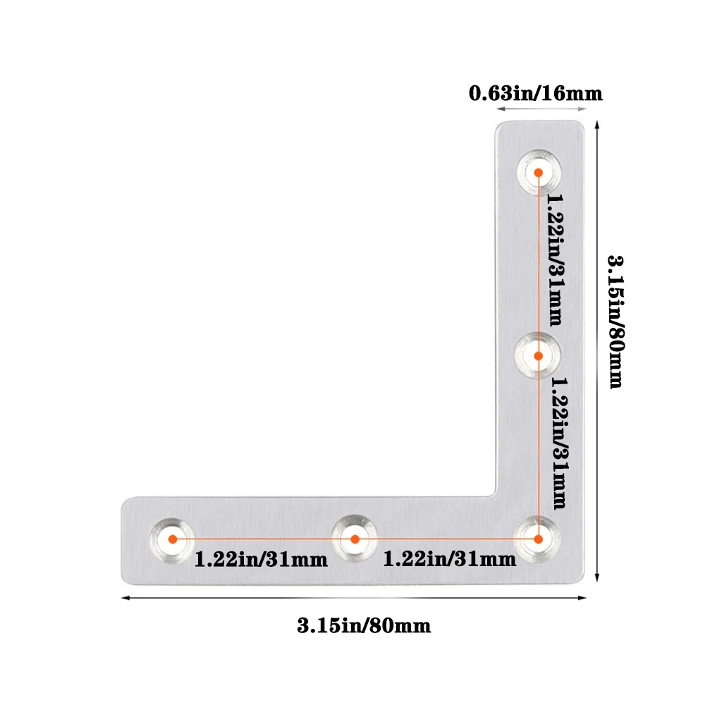 10pcs stainless steel L-shaped bracket, corner connector bracket, used for wooden furniture and cabinets