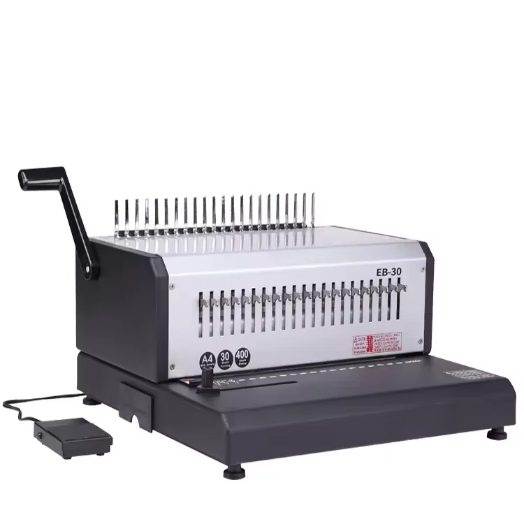 WD-EB30 Manual Power Desktop A4 Size Electric Book Comb Binding Machine 30 Sheets Capacity With 21 Holes