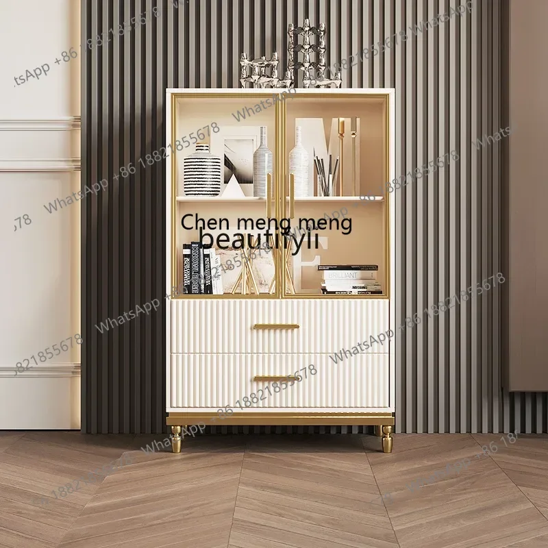 

D178 Y Light Luxury TV Side Cabinet Simple Modern Living Room Storage Organizer High-End Wine Cabinet Paint Video Wall Clothes C