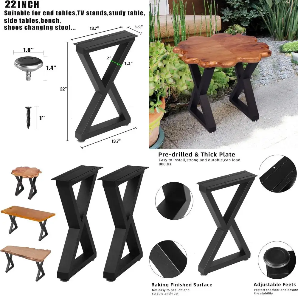 

22 высоких квадратных металлических ножки для стола - комплект из 2 штук для мебели, скамеек, журнальных столиков, проектов DIY для дома - черные