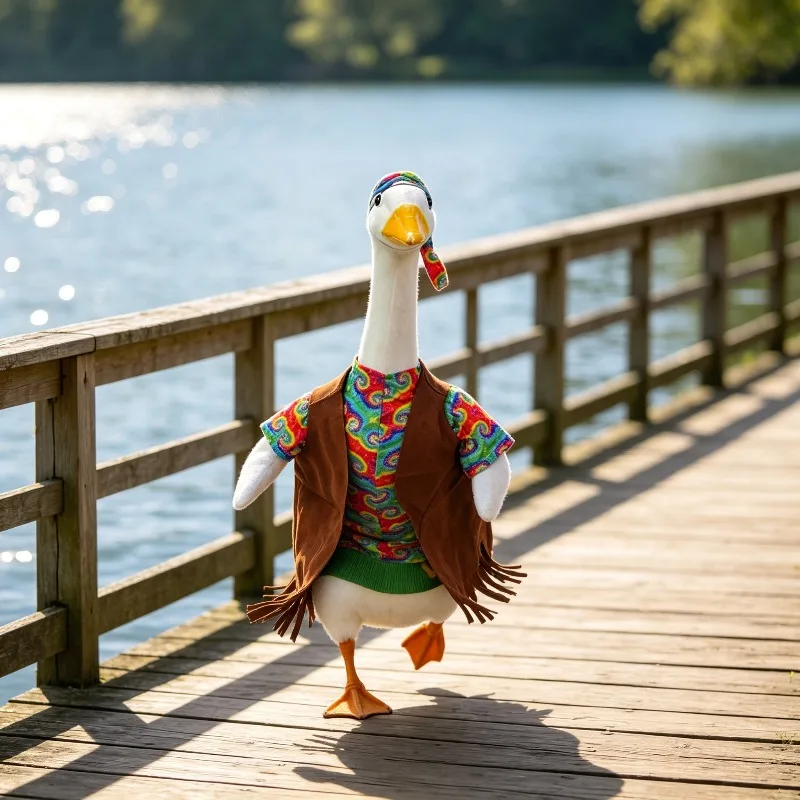 Western Style Retro Cloak Outerwear Colorful Liner Pet Goose Porch Costume, Goose Outfit Only (Goose Not Included)
