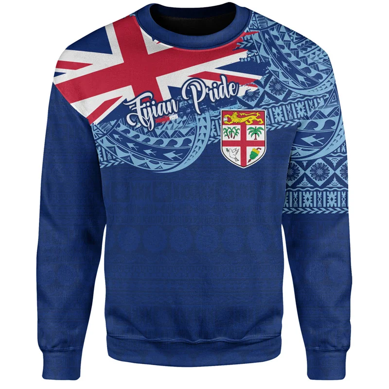 Autumn New 3D Print Happy Fiji Day Sweatshirts For Men Fashion Proud To Be Fijians Graphic Round Neck Hoodies Mens Clothing Tops