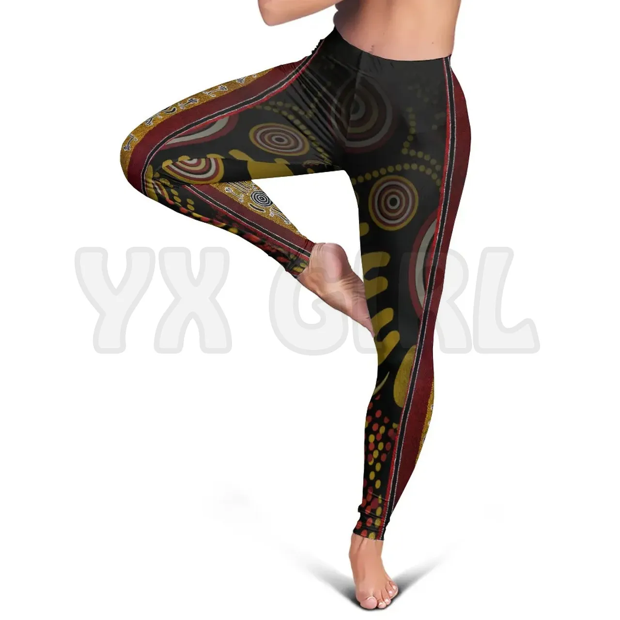 YX GIRL women's For Girl Panting Art Stripe Lines Leggings stampati in 3D Leggings Skinny femminili elastici Sexy Leggings Yoga gotici