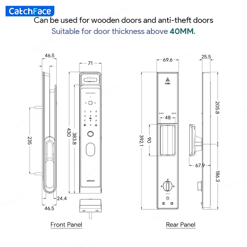 Video Intercom TTLock App WiFi Remote Unlocking Smart Lock Automatic Digital Fingerprint Lock with Camera