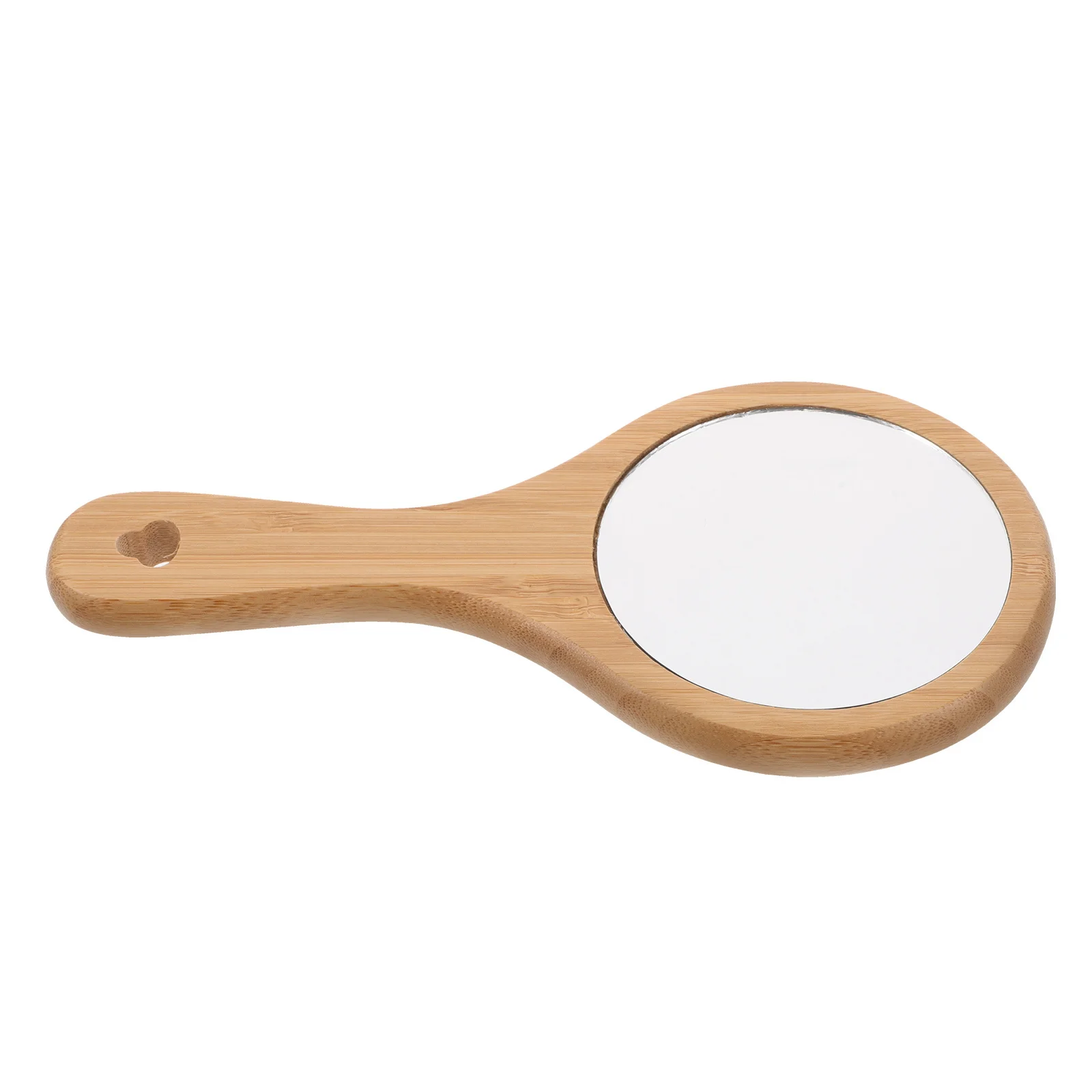 Runder hölzerner Hand-Make-up-Spiegel, tragbarer Vintage-Spiegel für Frauen, Zuhause, Reisen, Schönheit, Hand, kleiner Handheld