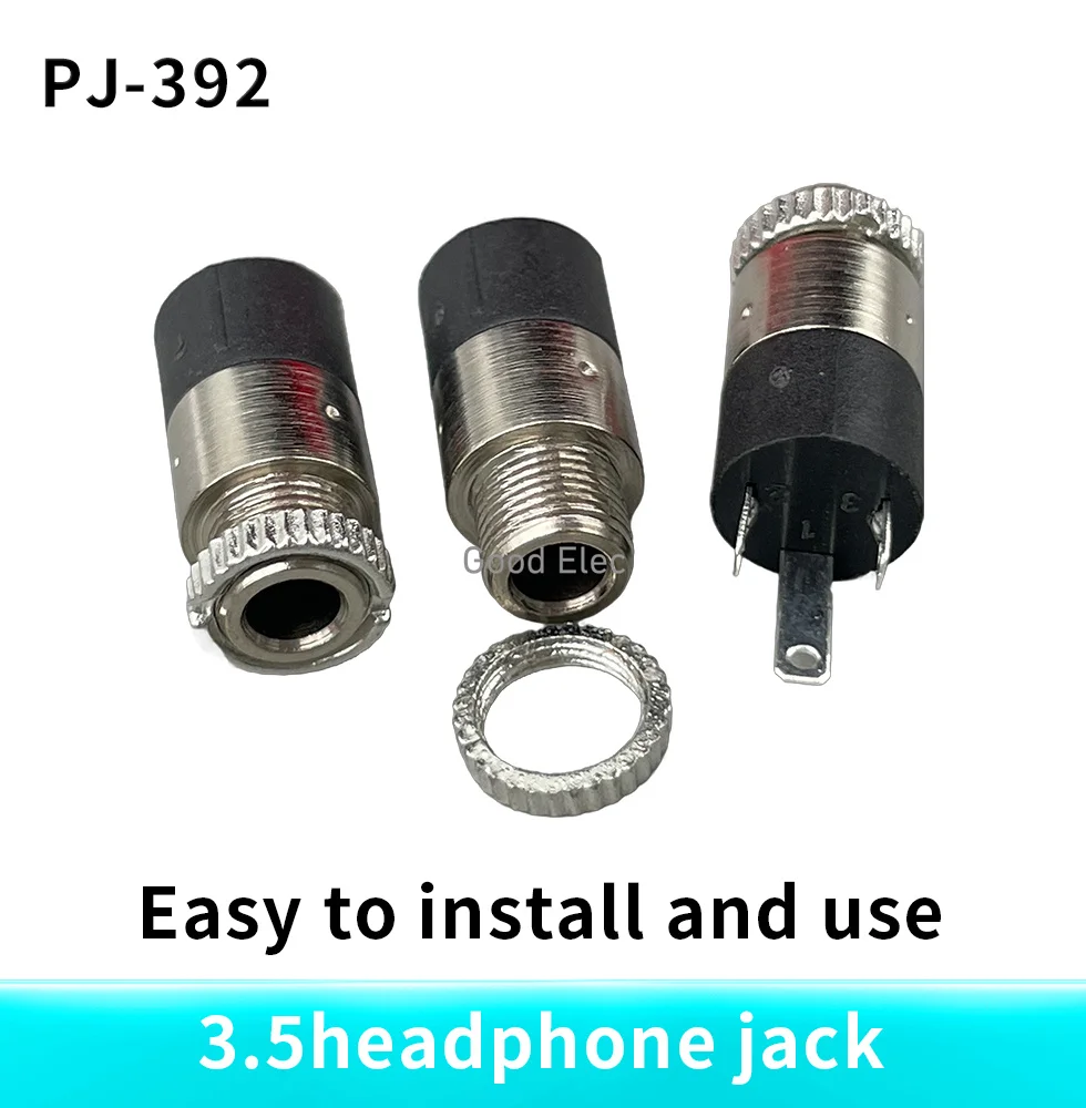 5PCS/LOT PJ392 3.5mm Stereo Female Sockect Jack with Screw 3.5 Audio Headphone Connector PJ-392