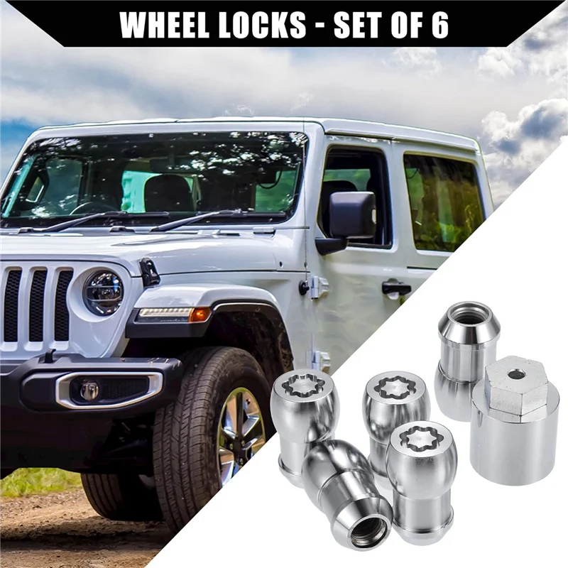 

A029-82215711 Wheel Lock Locking Lug Nut Kit With Key For Jeep Wrangler JL 2018-2024 Jeep Gladiator 2020-2024