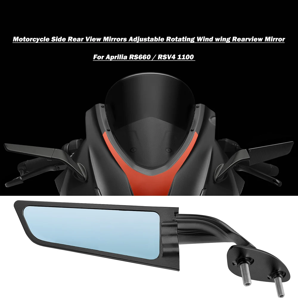 For Aprilia RS660 / RSV4 1100 Mirrors Stealth Mirrors Sports Winglets Mirror Kits Adjustable Mirrors Motorcycle Wing Mirrors