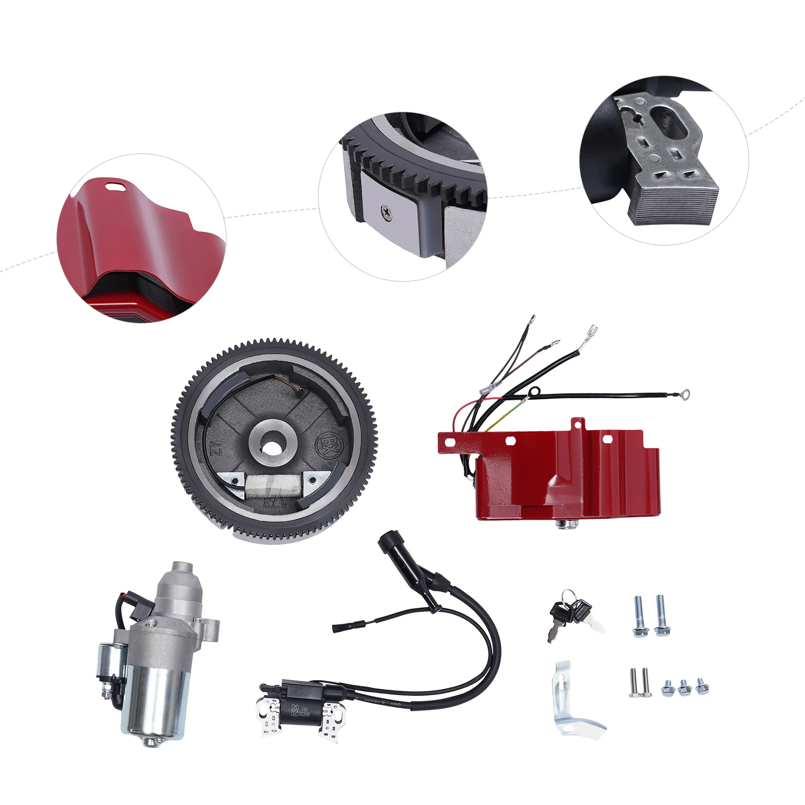 GX240 8HP Engine / GX270 9HP Engine Electric Start Parts Kit Starter Motor for Honda Flywheel Switch Engine high reliability