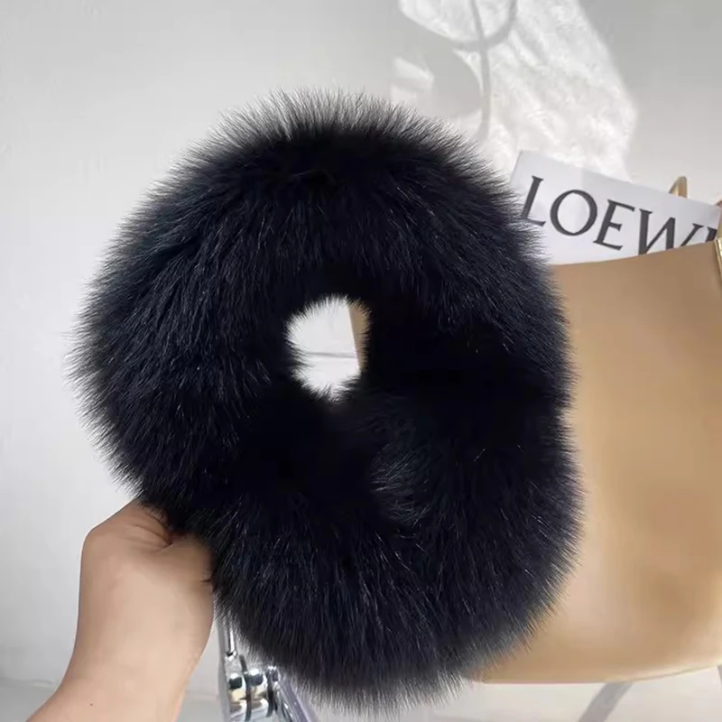 Winter Natural Real Fox Fur Earmuffs Plush Warm Decorate Women Cute Solid Ear Warmer Headphones Neck Warm Bib Scarf