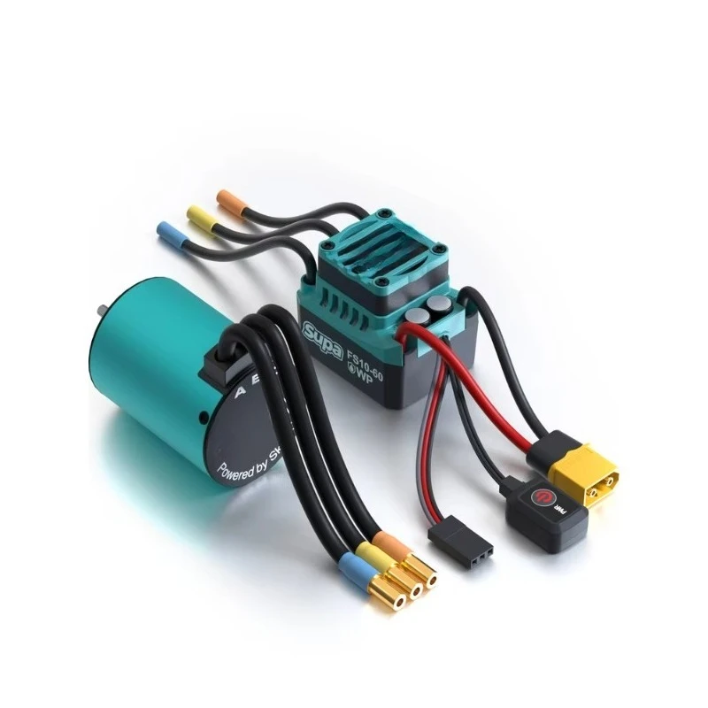 3650 4-Pole Brushless Motor + 60A ESC RC Car ESC Motor Kit for 2-3 Lipo/6-9 NiMH Batteries