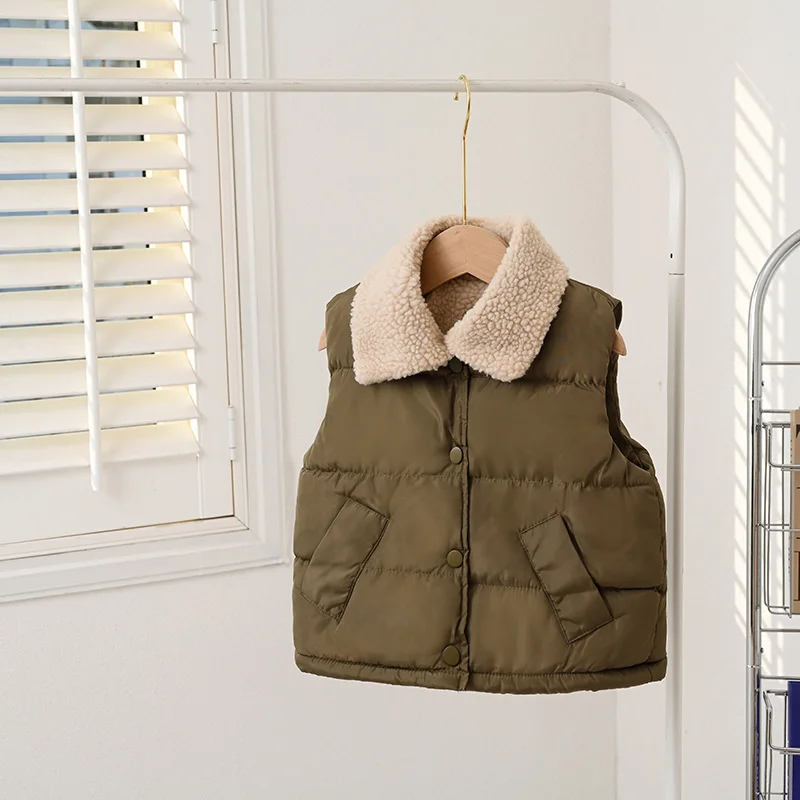 Gilet rembourré en fibre pour enfant de 2 à 10 ans, vêtement chaud à la mode pour garçon et fille, automne et hiver