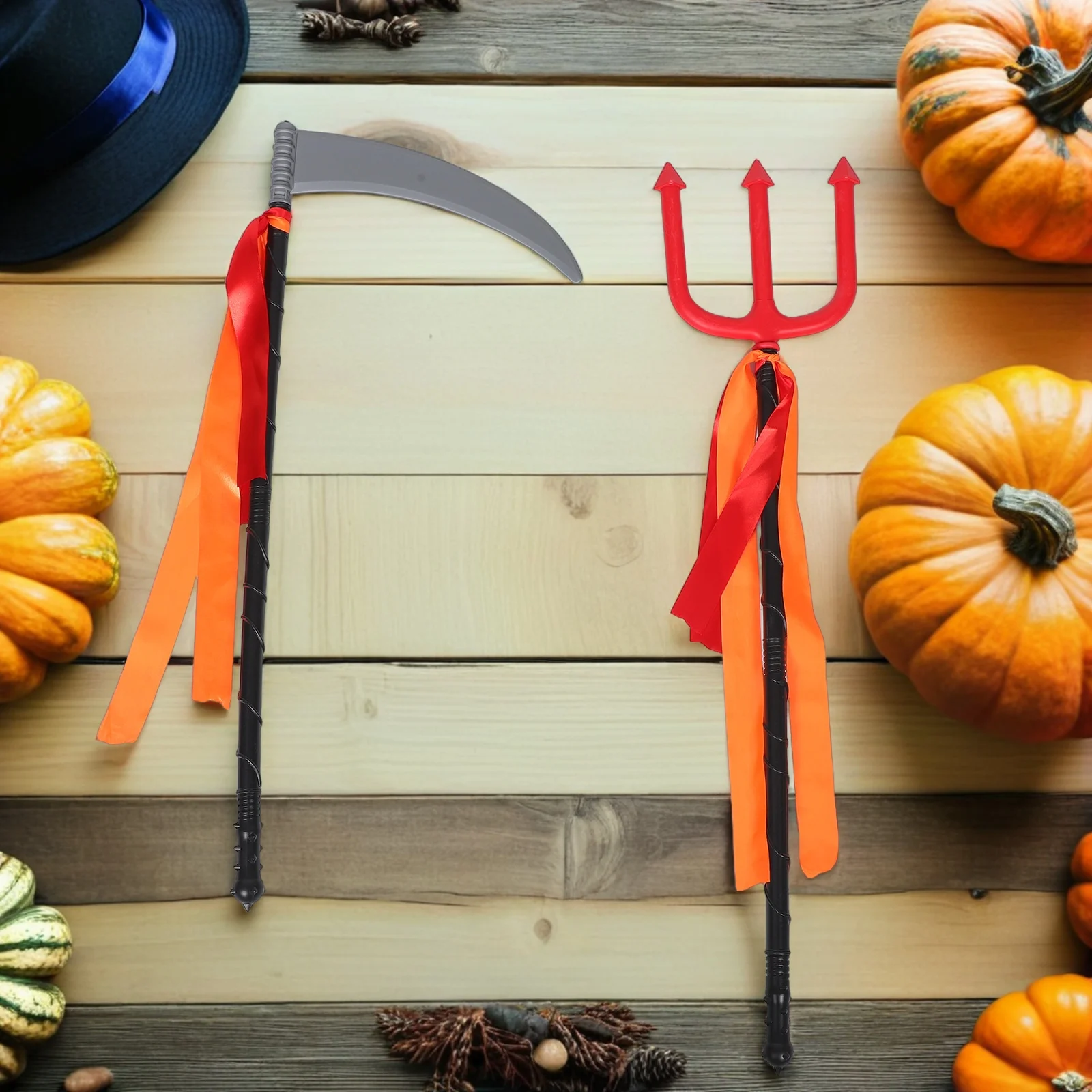 

2 Pcs Halloween Death Three Forks Demon Costume Accessories Cosplay Pitch Plastic Party Prop Work