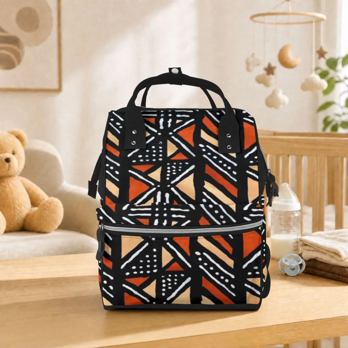 African Bogolan Mudcloth Pattern Student Backpack School Bag Hiking Travel Daypack for Men Women Bookbag Shoulder Bags