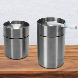 Creative With Lid Windproof Stainless Steel Ashtray Car Ashtray Smoke Tobacco Ash Holder Container Home Accessories Detachable