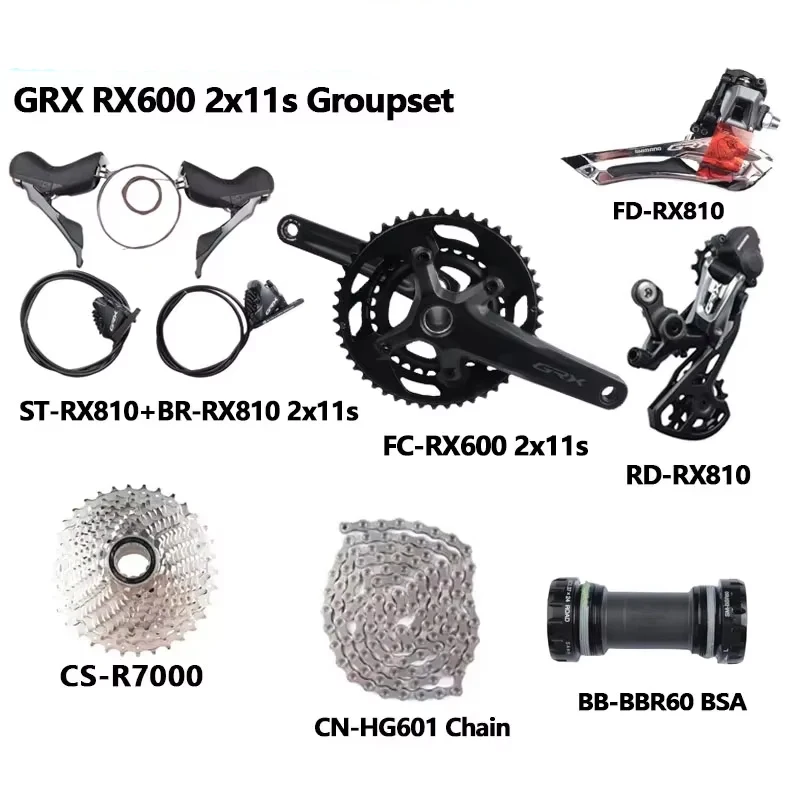 Shimano GRX RX600 2x11s コンポセット Shimano GRX RX600 2x11S Road Set 170MM 172.5MM 46-30T 22speed