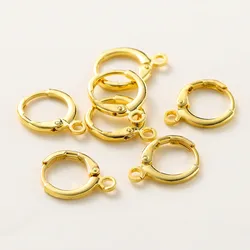 10PCS 12MM 14MM 14K/18K Gold Color Plated Round Earring Clasps Hooks For DIY Earring Accessories Jewelry Making Supplies