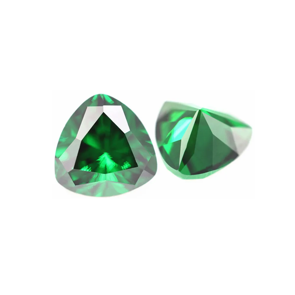 Emerald Triangular Faceted Gemstone Trilliant Cut Emerald Gem Multiple Sizes to Choose