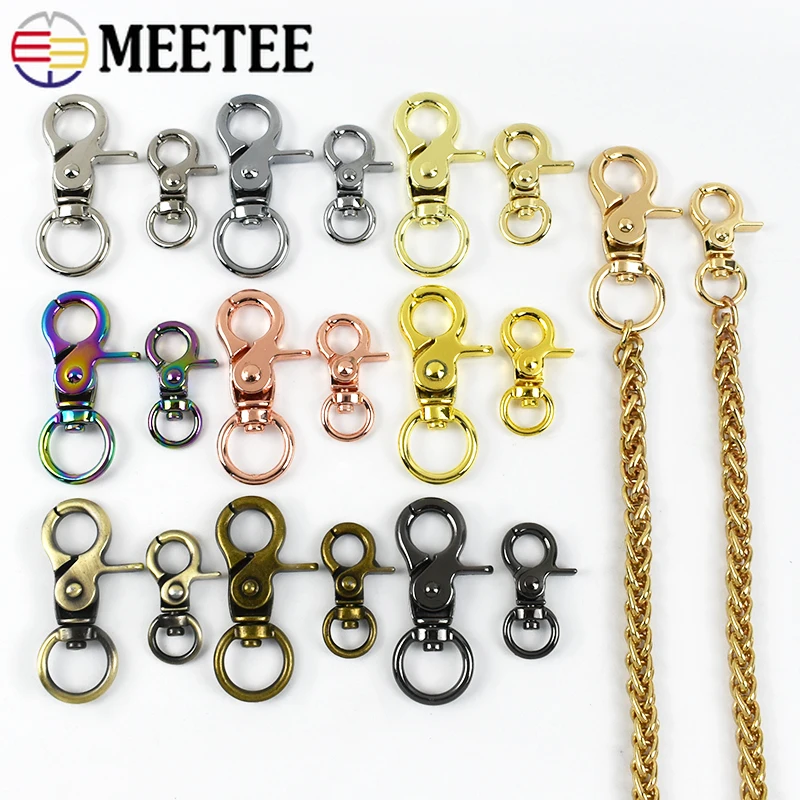 5-20Pcs 10/13mm Metal Keychain with Lobster Clasp for Bag Luggage Strap Swivel Hook Clip Pet Leash Carabiner Belt Accessories
