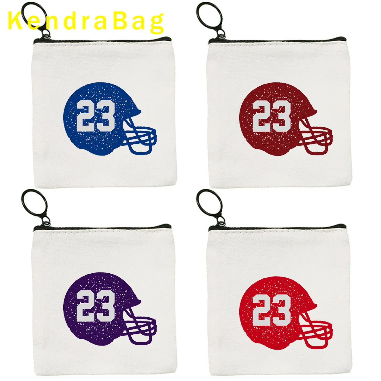 Football Team Helmet Personalized Number 23 Green Red Blue Lover Gifts Canvas Coin Purse Key Card Case Bag Wallet Zipper Pouch