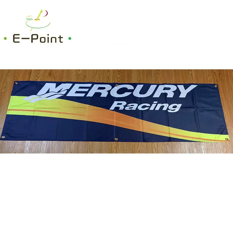 

130GSM 150D материал Япония Mercury Racing баннер 1,5 фута * 5 футов (45*150 см) размер для домашнего флага для внутреннего и наружного декора yhx093