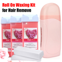 Unisex Professional Hot Roll on Wax Hair Removal Kit with Depilatory Cream Roller Wax Heater And Hot Cartridge Warmer