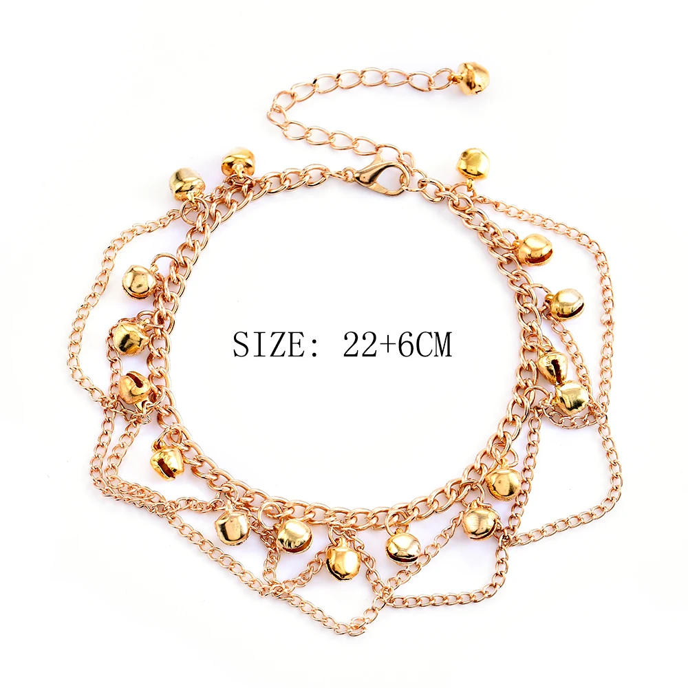 Nieuwe Vrouwen Gril Kwastje Ketting Klokken Geluid Gold Metalen Ketting Enkelband Enkelband Foot Chain Sieraden Strand Enkelbandje