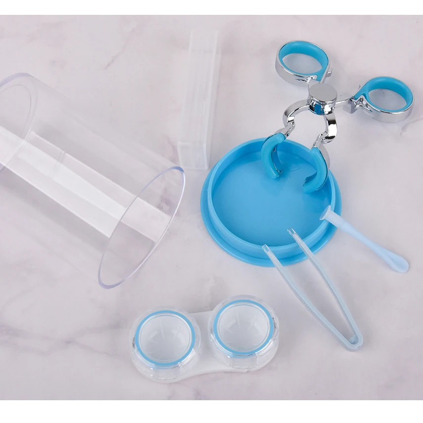 Color contact lens with auxiliary tools, contact lens eyelid stretcher, contact lens remove tweezers, novice contact lens eyelid