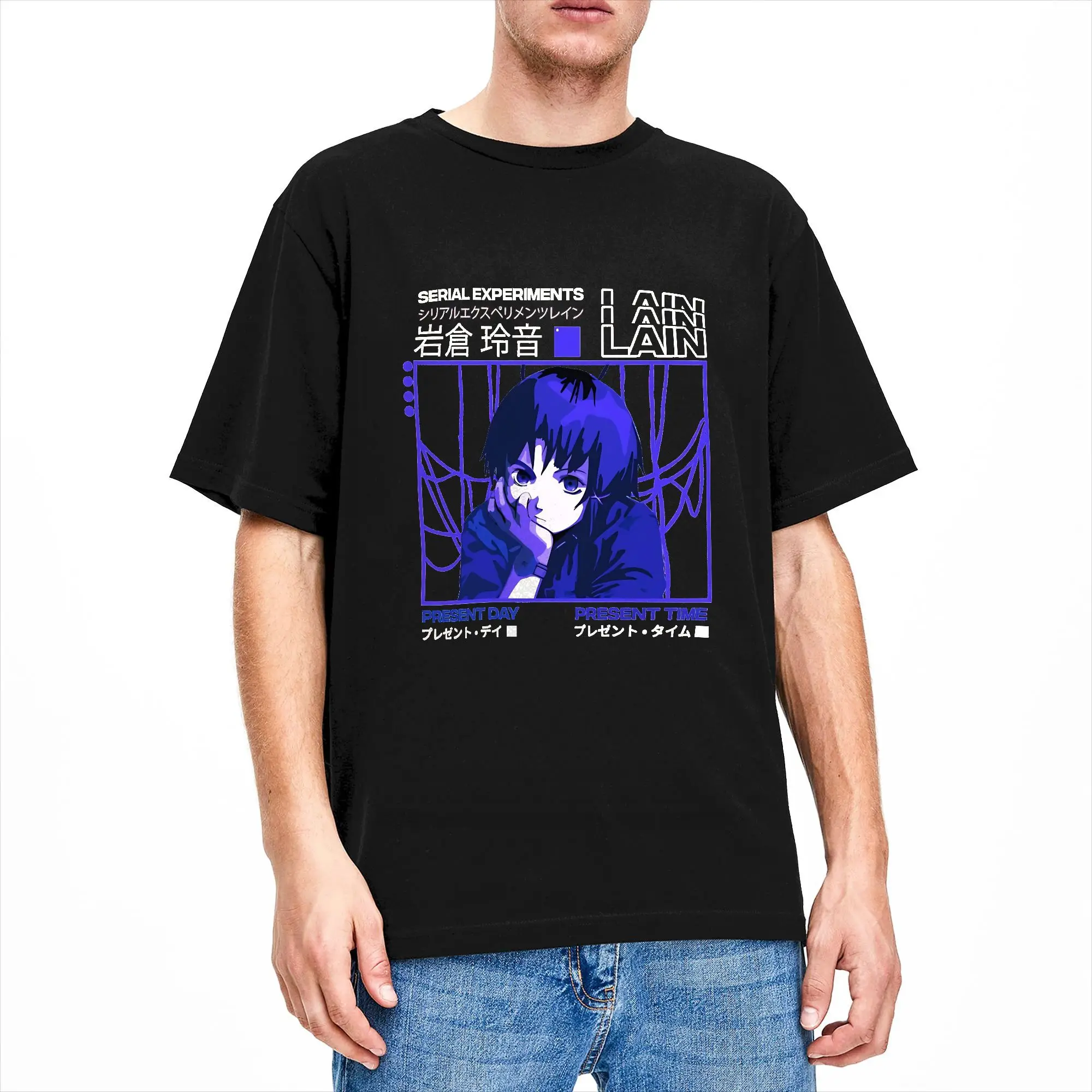Serial Experiments Lain Cotton T Shirt For Men Summer  Awesome T-Shirts Harajuku Tees Plus Size Printed Clothes