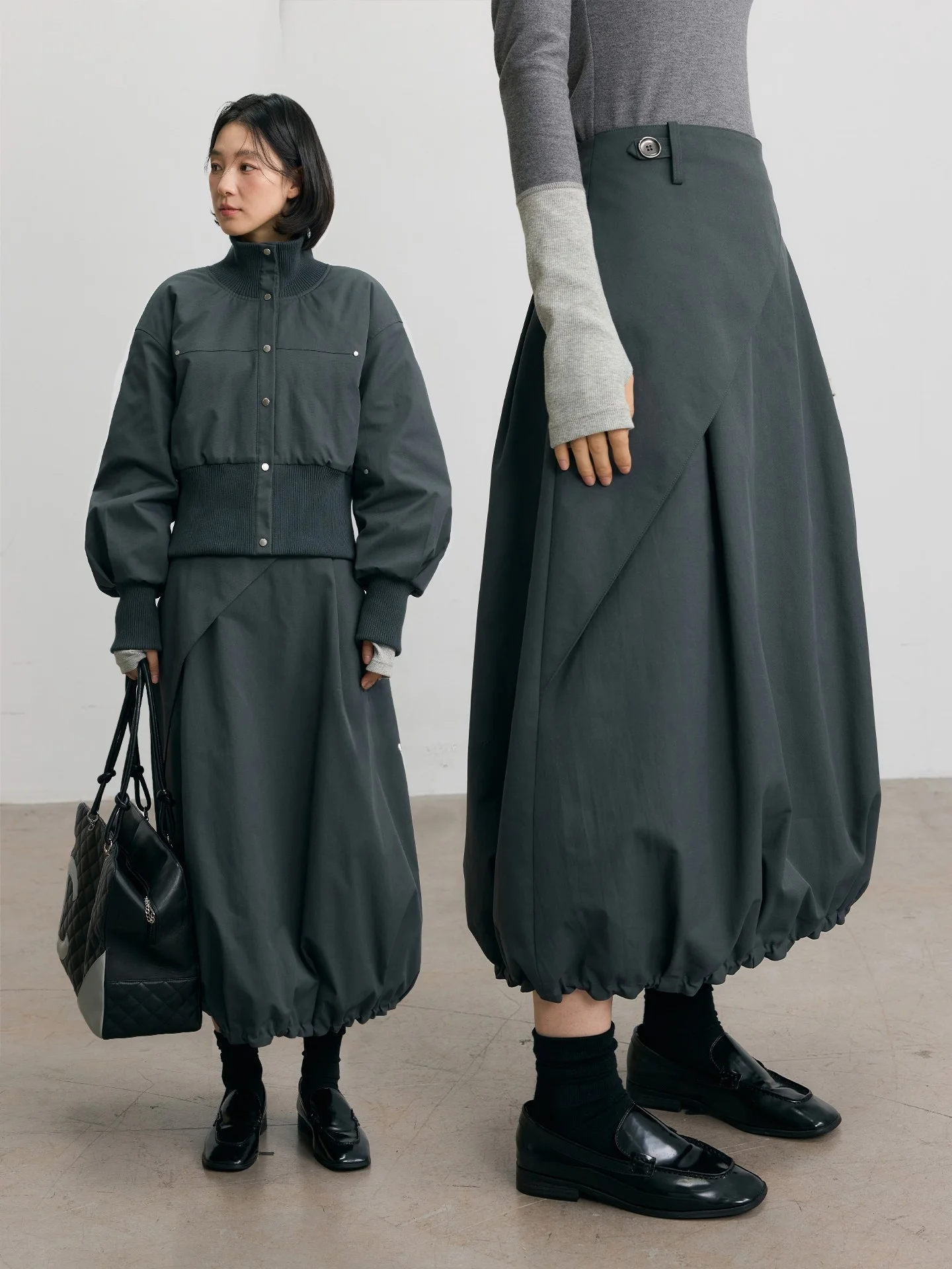 

Vintage Sle High Collar Jaet And f Skirt Set Floral Embellied 20g Cotton Polyester Filled Outerwear by Deer And Fly...