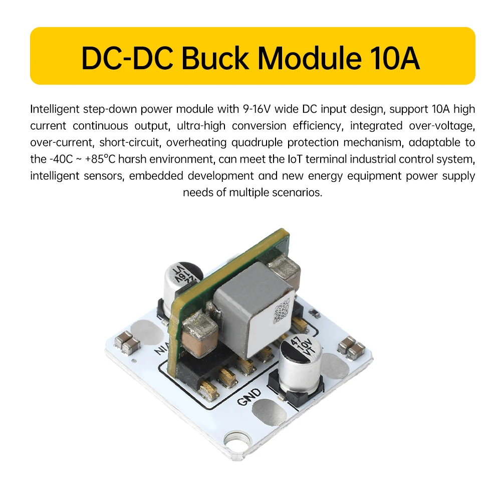 Ultra-Mini DC-DC Buck Module Intelligent Regulated Power Supply DC 9-16V to 5V Output Buck Converter 10A Step-down Power Module