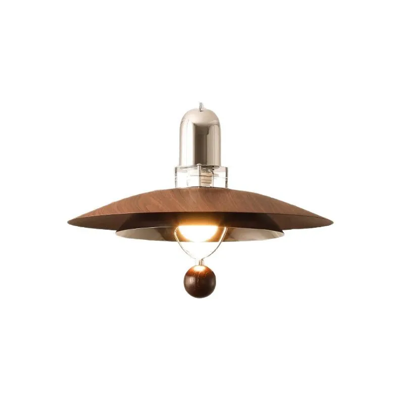 

Medieval restaurant Bauhaus chandelier walnut color retro American PH5 dining table bar cafe flying saucer light