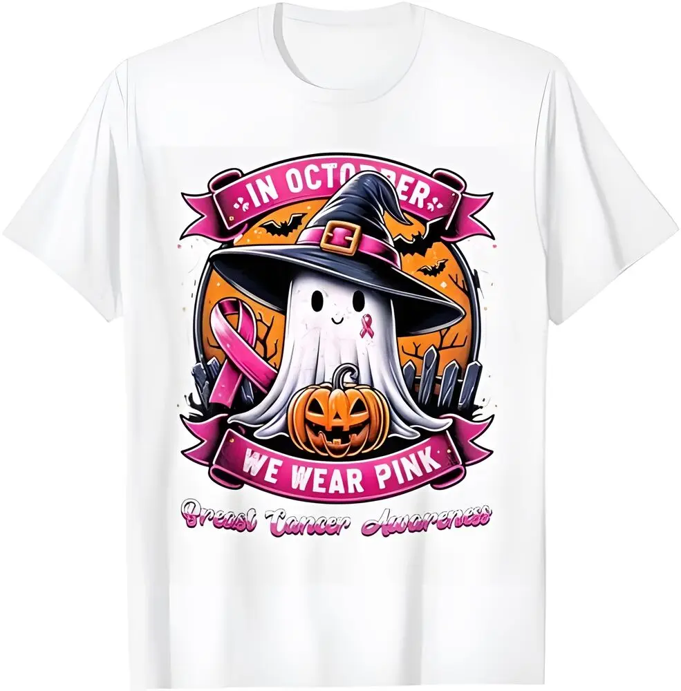 A breast cancer Halloween October, we wear pink ghost witch T-shirts