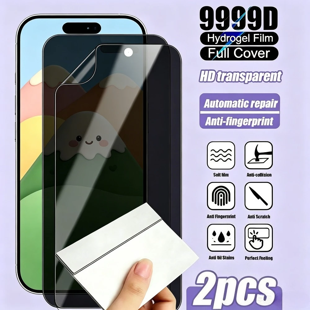 

2Pcs Anti Spy Full Cover Hydrogel Film for iPhone 17 16 15 14 Pro Max 17e 16e Air 13 12 Pro 15 14 Plus Privacy Screen Protector